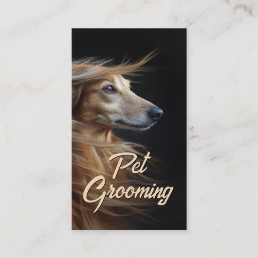 Huisdier Grooming Salon Boutique Afgan Hound Portr Visitekaartje (Voorkant)