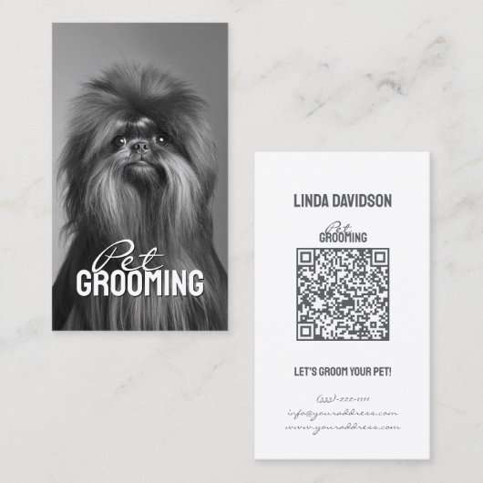Huisdier Grooming Salon Care Affenpinscher Portret Visitekaartje (Voorkant / Achterkant)