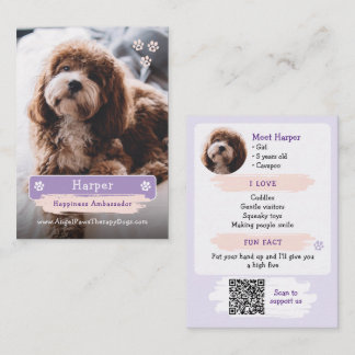 Huisdier handelskaart, foto- en QR-code therapieho Contactkaartje