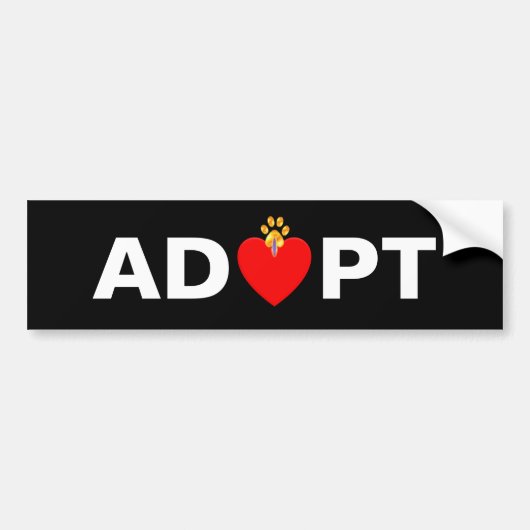 Huisdier Hart en Poot Adopteren Bumpersticker (Voorkant)