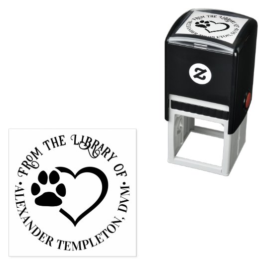 Huisdier Hart Pootafdruk Uit de Bibliotheek van Na Zelfinktende Stempel (In situ)