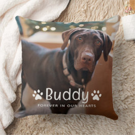 Huisdier Herdenking Pootafdruk Foto Hond Kussen