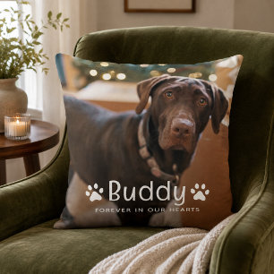 Huisdier Herdenking Pootafdruk Foto Hond Kussen