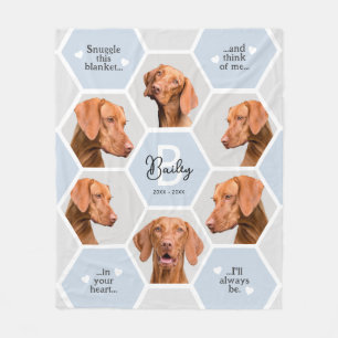 Huisdier Herdenkingscadeau Foto Collage Blauw Hond Fleece Deken