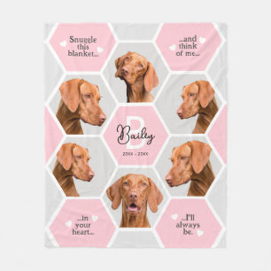 Huisdier Herdenkingscadeau Foto Collage Roze Hond  Fleece Deken