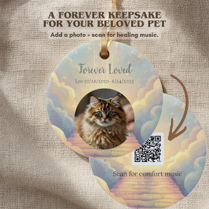 Huisdier-herdenkingsornament met QR-code rouwmuzie Keramisch Ornament