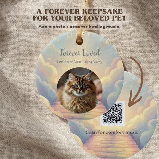 Huisdier-herdenkingsornament met QR-code rouwmuzie Keramisch Ornament