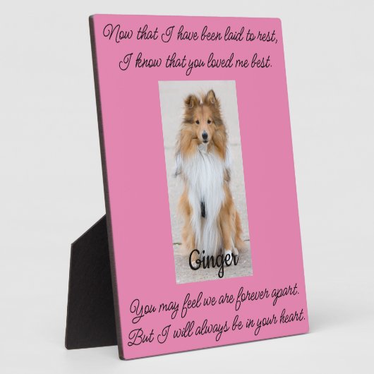 Huisdier-herdenkingsplaatje met standaard fotoplaat (Zijkant)