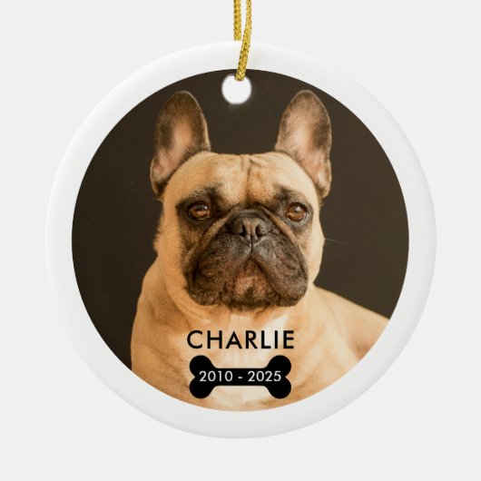 Huisdier-herinneringsfoto Kerstbal met QR-code Keramisch Ornament (Voorkant)