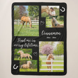 Huisdier-herinneringsfotocollage Paardenliefhebber Sherpa Deken