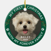 Huisdier Hond Aangepaste Foto Paw Print Keramisch Ornament (Achterkant)