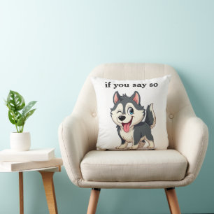 Huisdier Hond Brutaal Knipogende Husky Cartoon Wor Kussen