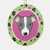 Huisdier hond cartoon Custom foto Paw prints Groen Keramisch Ornament (Links)