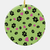 Huisdier hond cartoon Custom foto Paw prints Groen Keramisch Ornament (Achterkant)