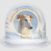 Huisdier Hond Custom Foto Elegant Kerst Sneeuw Wer Sneeuwbol (Voorkant)