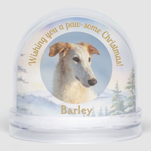 Huisdier Hond Custom Foto Elegant Kerst Sneeuw Wer Sneeuwbol (Voorkant)