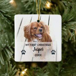 Huisdier Hond Eerste Kerstfoto's Boom Ornament