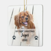 Huisdier Hond Eerste Kerstfoto's Boom Ornament (Links)