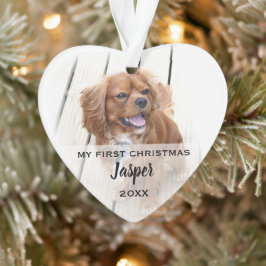Huisdier Hond Eerste Kerstfoto's Boom Ornament