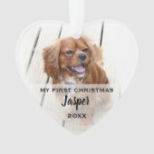 Huisdier Hond Eerste Kerstfoto's Boom Ornament (voorkant)