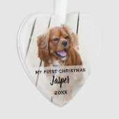 Huisdier Hond Eerste Kerstfoto's Boom Ornament (voorkant)