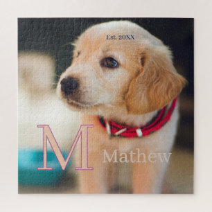 huisdier hond foto est jaar naam monogram kat oude legpuzzel