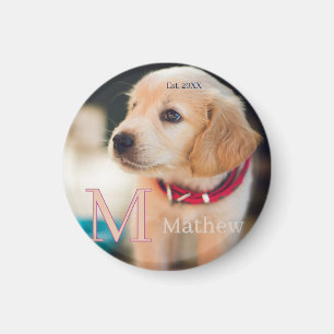 huisdier hond foto est jaar naam monogram kat oude magneet