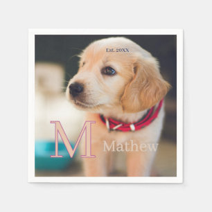 huisdier hond foto ets jaar naam monogram kat oude servet