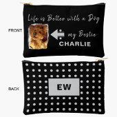 Huisdier Hond foto naam initialen zwart grijs Etui