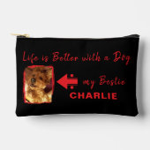 Huisdier Hond foto naam initialen zwart rood Etui (Voorkant)