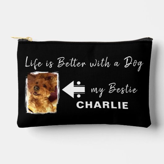 Huisdier Hond foto naam initialen zwart wit Etui (Voorkant)