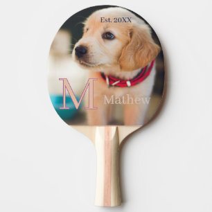 huisdier hond foto opgericht jaar naam monogram ka tafeltennisbatje
