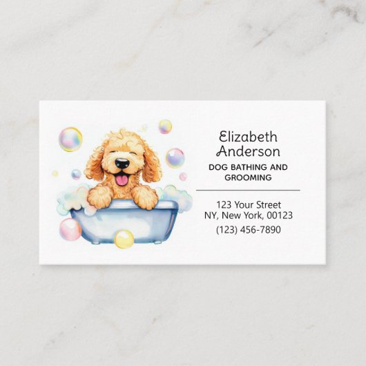 Huisdier Hond Grooming en Bathing Service Custom Visitekaartje (Voorkant)