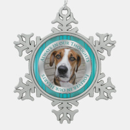 Huisdier Hond Herdenkingsfoto Kerstmis Thee Blauw  Tin Sneeuwvlok Ornament