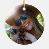 Huisdier Hond Kat 2 Foto Eerste Kerstmis Keramisch Ornament (Achterkant)