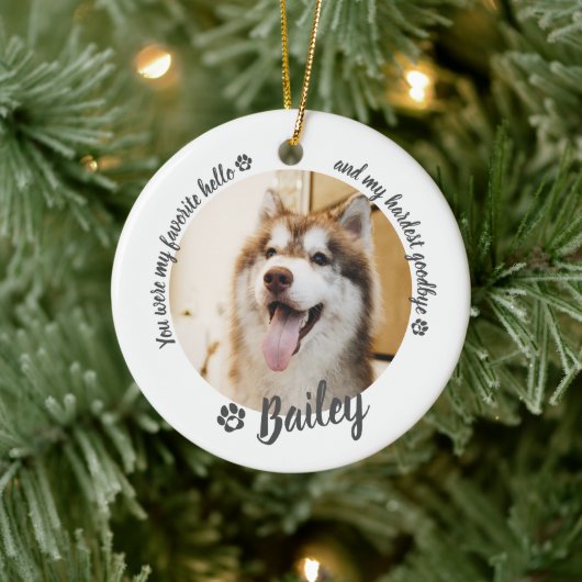 Huisdier Hond Kat Aangepaste Foto Herinnering Keramisch Ornament (Boom)