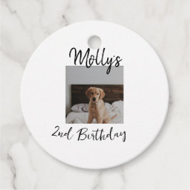 Huisdier hond kat dier verjaardag foto modern eenv bedankjes labels