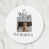 Huisdier hond kat dier verjaardag foto modern eenv bedankjes labels (Achterkant)