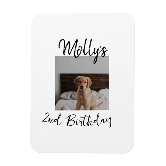 Huisdier hond kat dier verjaardag foto modern eenv magneet (Verticaal)