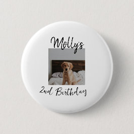 Huisdier hond kat dier verjaardag foto modern eenv ronde button 5,7 cm