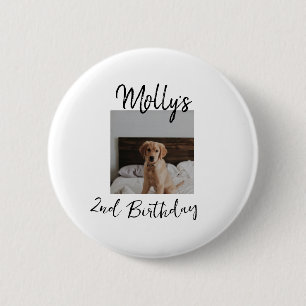 Huisdier hond kat dier verjaardag foto modern eenv ronde button 5,7 cm