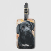 Huisdier hond kat foto naam harten bagagelabel (Voorkant (verticaal))