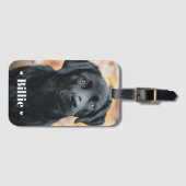 Huisdier hond kat foto naam harten bagagelabel (Voorkant (horizontaal))