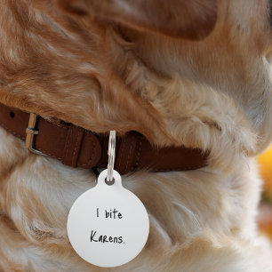 Huisdier Hond Kat Ik Bijt Karen Grappige Halsband Huisdierpenning