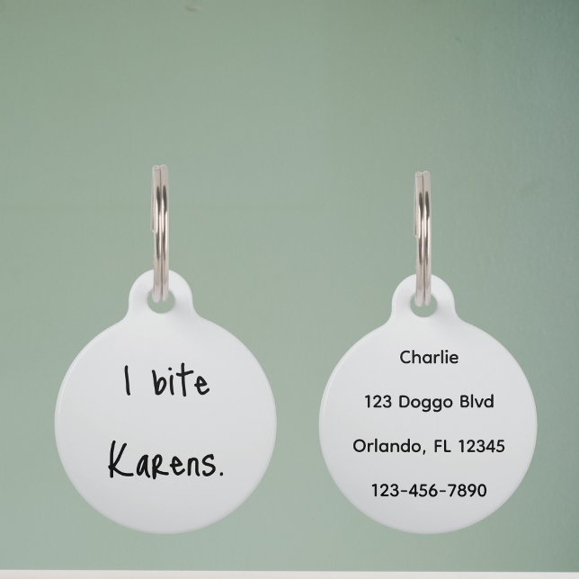 Huisdier Hond Kat Ik Bijt Karens Grappige Halsband Huisdierpenning (Creator heeft geüpload)