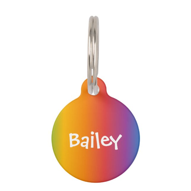 Huisdier Hond Kat Monogram Label Regenboog Aanpass Huisdierpenning (Voorkant)
