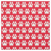 Huisdier Hond Kat Poot Drukt Rood Wit Stof (Swatch)
