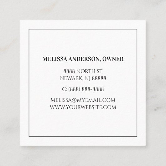 Huisdier Hond Kat Poot Hart Custom Vierkante Visitekaartje (Achterkant)