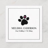 Huisdier Hond Kat Poot Hart Custom Vierkante Visitekaartje (Voorkant)