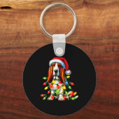 Huisdier Hond Liefhebber Kerstman Hoed Kerst Sleutelhanger (Voorkant)